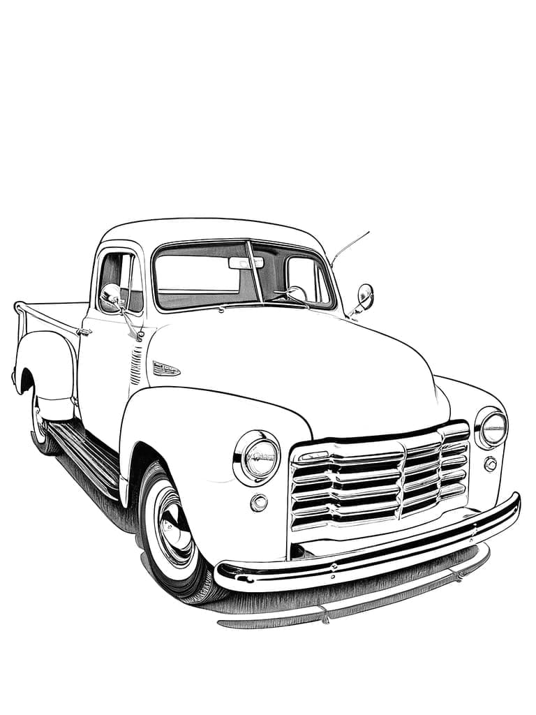 1950s Vintage Pickup Truck coloring page for kids and adults