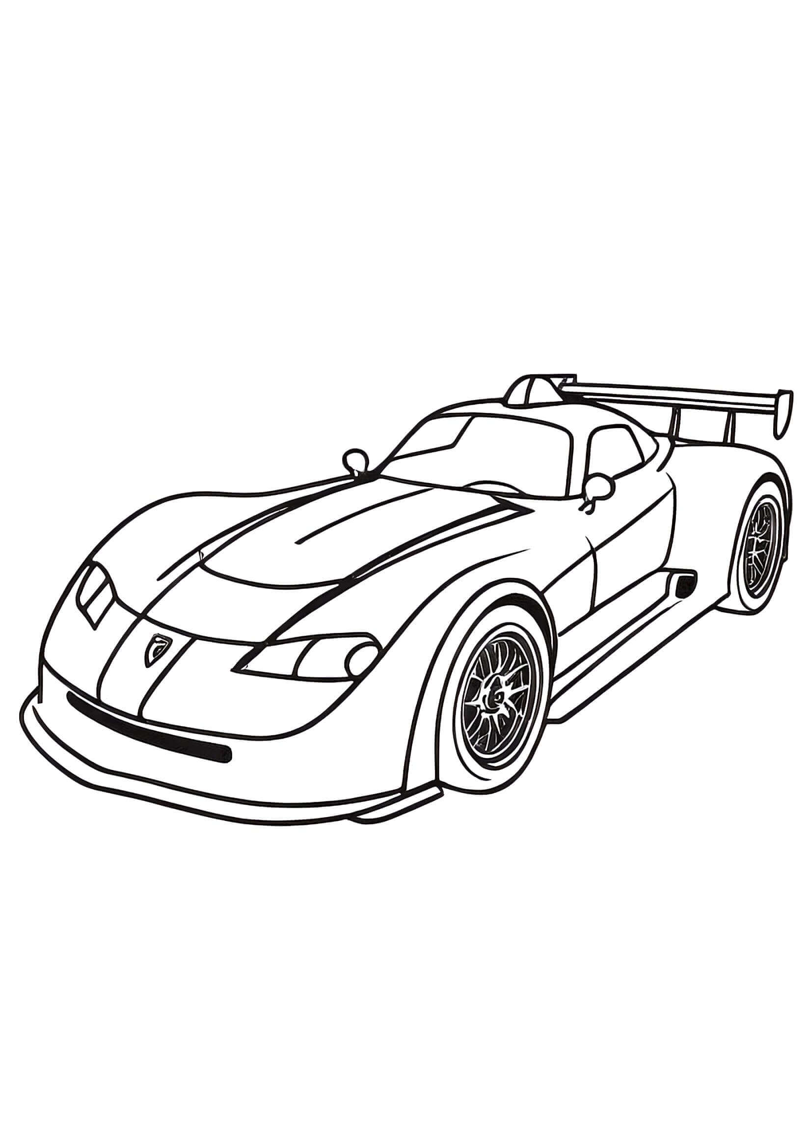 Powerful Sports Race Car Free PDF Coloring Page