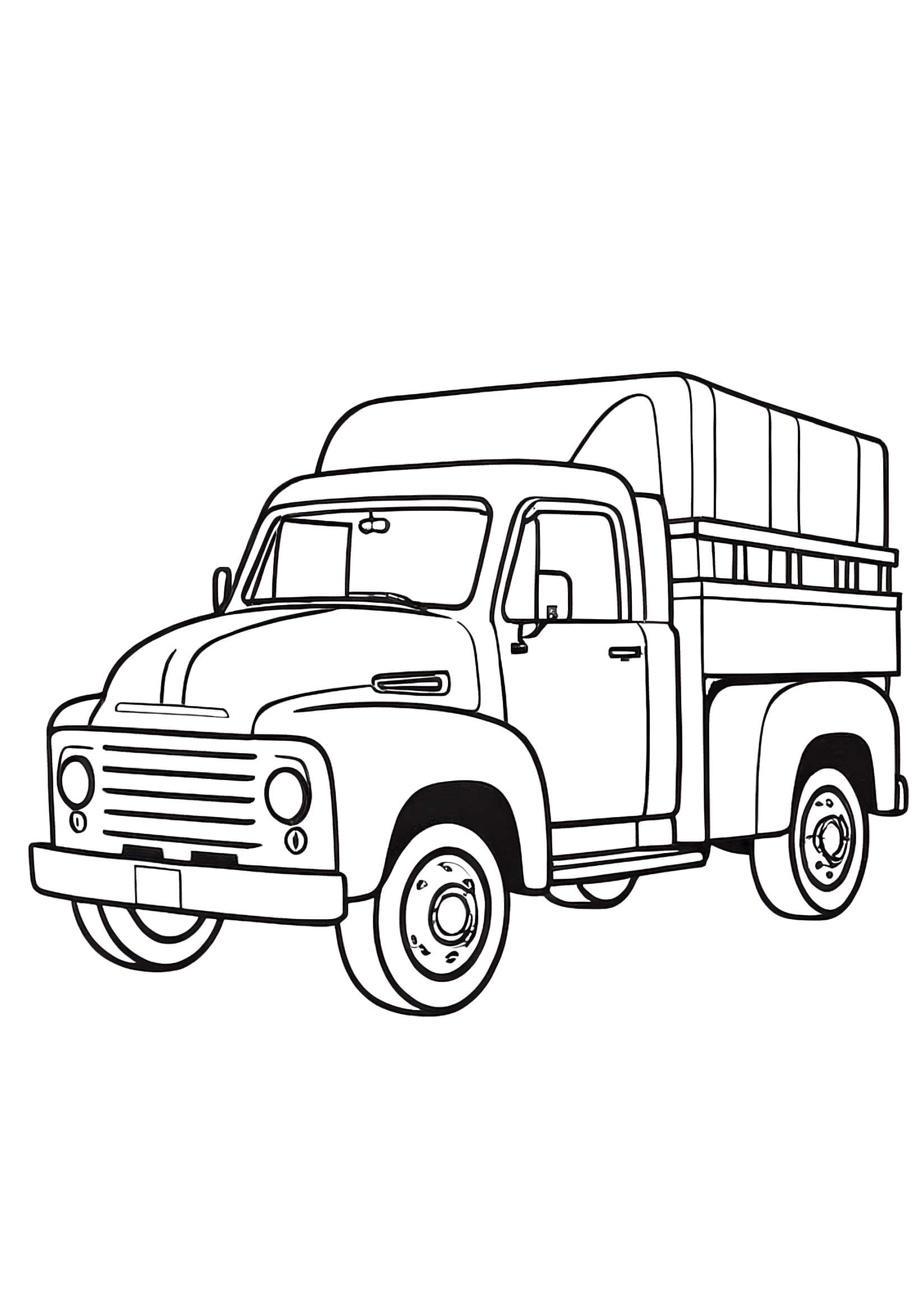 Vintage Pickup Truck with Bed coloring page for kids and adults