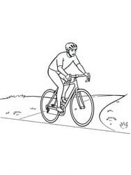 Cyclist in Helmet Pedaling coloring preview