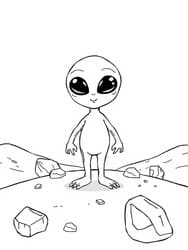 Alien Standing on Rocks