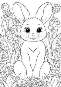 Bunny Surrounded by Flowers