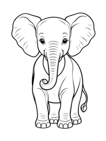 Baby Elephant with Big Ears coloring preview