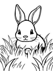 Rabbit with Long Ears in Meadow