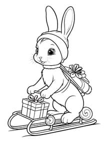 Bunny Skiing with Gift Stack Printable Page
