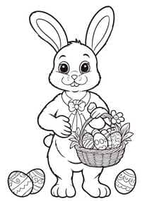 Easter Bunny with Basket and Eggs coloring preview