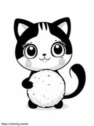 Kitten Playing with Yarn Ball coloring preview