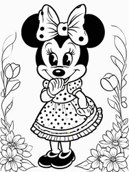 Minnie Mouse in Dotted Dress coloring preview