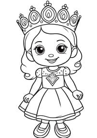 Princess Girl with Crown coloring preview