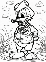 Donald Duck on Duck Hunt Expedition coloring preview