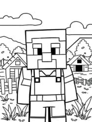 Blocky Steve Mining coloring preview