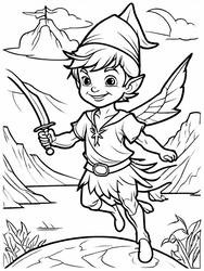 Peter Pan Leaping with Dagger coloring preview