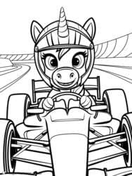 Unicorn Race Car Driver