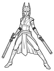 Ahsoka Tano with Dual Lightsabers Printable Page