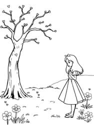 Alice Standing Near Tree coloring preview