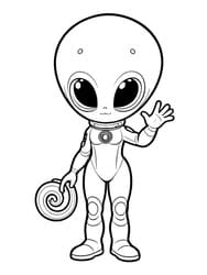 Alien Waving with Swirly Lollipop coloring preview