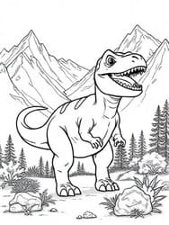 Allosaurus in Scenic Background coloring preview