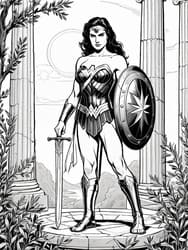 Wonder Woman Sword and Shield coloring preview