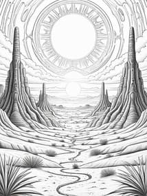 Alien Portal in Desert Canyon Printable Page