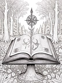 Free printable Ancient Book with Compass Rose