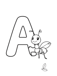 Ant Climbing on Bold Letter A coloring preview