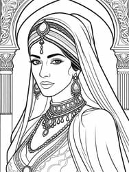 Arabian Princess in Jeweled Veil coloring preview