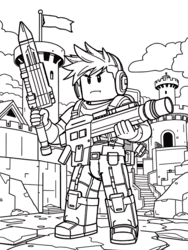 Roblox Soldier Guarding Castle coloring preview