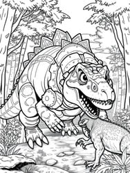 Ankylosaurus Chasing Small Dino coloring preview