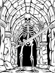 Skeleton Knight with Sword coloring preview