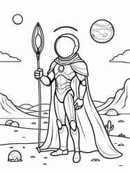 Space Warrior with Spear coloring preview