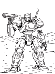 Mecha Robot with Gun Arm coloring preview