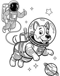 Astronaut with Dog in Space