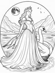 Aurora with Swan Companions coloring preview