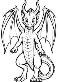 Baby Dragon with Wings and Horns coloring preview