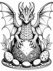 Baby Dragon Hatching from Egg coloring preview