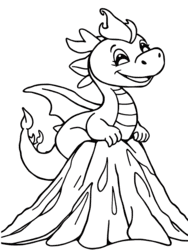 Baby Dragon on Wood Stump coloring preview