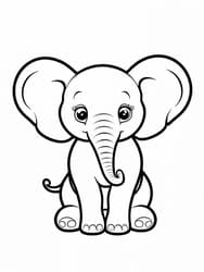 Baby Elephant with Trunk coloring preview