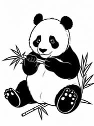 Bamboo-Munching Panda Sitting coloring preview