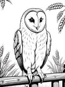 Barn Owl in Wheat Field coloring preview