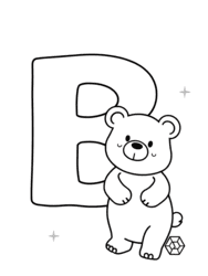 Bear Hugging Letter B coloring preview
