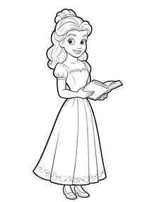 Belle Holding Open Book coloring preview