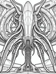 Biomechanical Squid Alien Ship