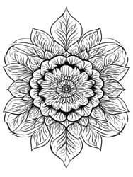 Flower Mandala Surrounded by Leaf coloring preview