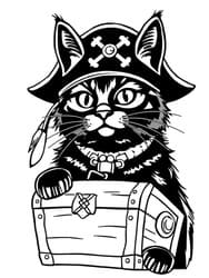 Fierce Pirate Cat with Chest