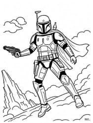 Free printable Boba Fett Leaping with Jetpack