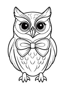 Owl with Big Bow Tie coloring preview