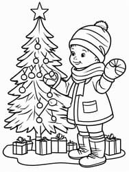 Boy Hanging Ornaments coloring preview