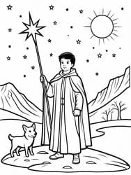 Boy Shepherd with Star Wand coloring preview