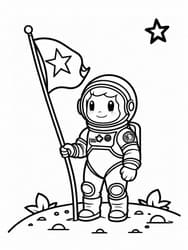 Astronaut Planting Star Flag coloring preview