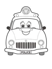 Smiling Police Car with Star Siren coloring preview